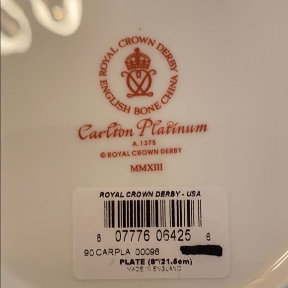 Salad Plate
Carlton Platinum
by ROYAL CROWN DERBY - Picture 6 of 6